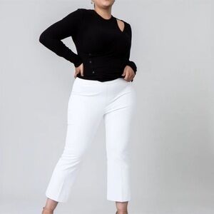 Spanx Silver Lining Classic White Kick Flare Pant Size Medium Petite Women